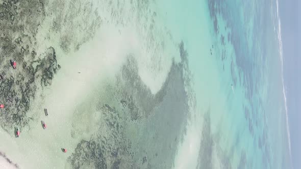 Zanzibar Tanzania  Vertical Video of the Ocean Near the Coast Slow Motion alt