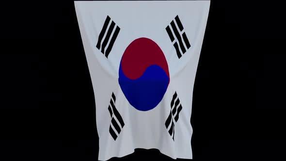 The piece of cloth falls with the flag of the State of Korea to cover the product alt