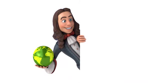 3D animation of a cartoon man in historical baroque costume alt