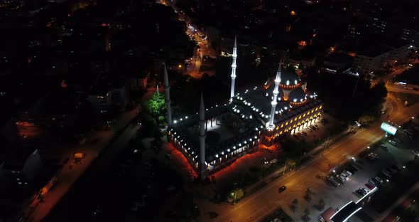 City And Mosque Aerial View