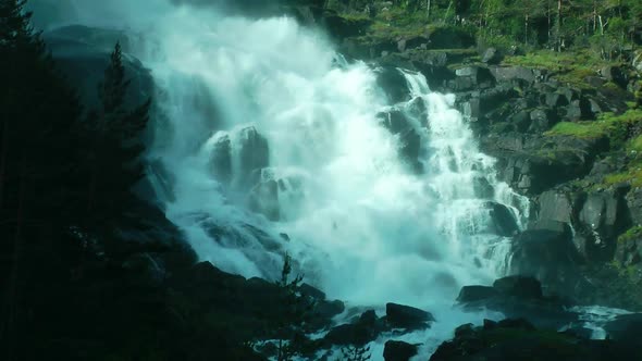 Large cascade waterfall