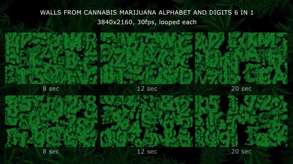 Walls From Cannabis Alphabet And Digits 6 In 1