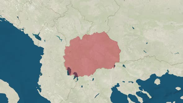 Zoom in to the Map of North Macedonia with Text Textless and with Flag alt