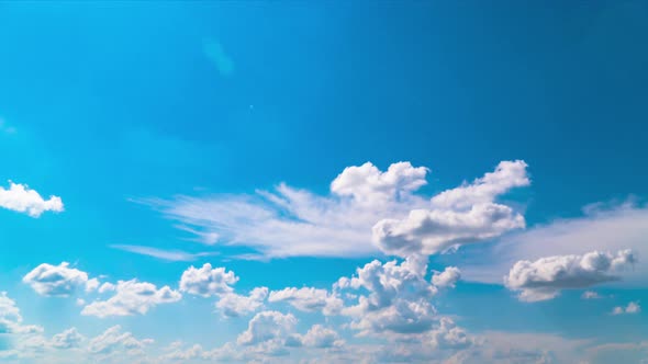 timelapse motion of clouds on a blue sky