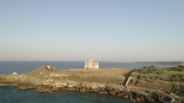 Small castle on the beach, Puglia. Italy