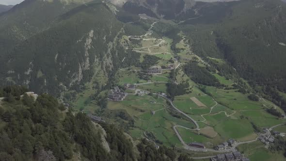 Aerial Footage of Drone Flying Above and Around The Pyrenees Mountains of Andorra