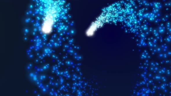 Background of camera flying through blue particles #02