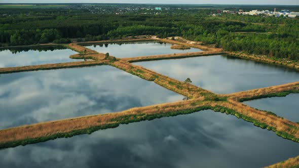 Aerial View Retention Basins Wet Pond Wet Detention Basin Or Stormwater Management Pond Is An alt