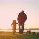 Idyllic Scene with Old Man and His Grandson Walking to River for Fishing Rear View Happy Childhood - VideoHive Item for Sale