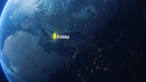Earh Zoom In Space To Albania Country Alpha Output