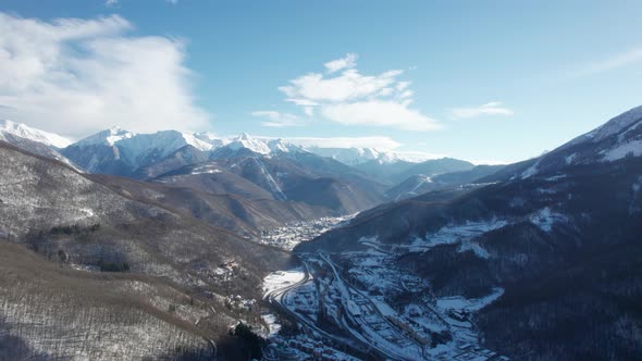 Winter Mountain Landscape The Rosa Khutor Alpine Resort Near Krasnaya Polyana Panoramic Background alt