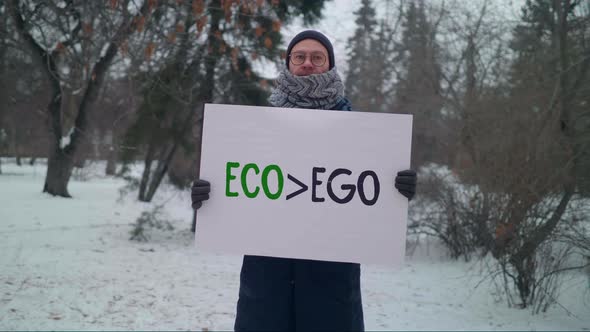 Colorful Eco Is More Than Ego Protest Banner To Stop Planet Contamination alt