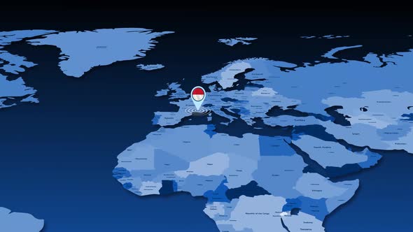 Monaco Location Tracking Animation On Earth Map alt