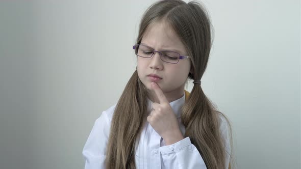 Schoolgirl with School Bag in White School Blouse and Glasses alt