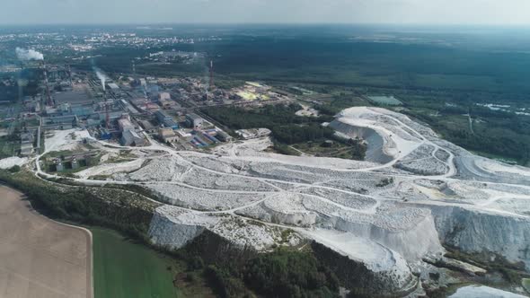 Mining and Processing Plant, View of Mineral Piles, Mountains of Minerlas and Sand, View From Height alt