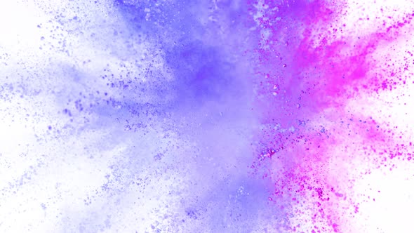 Super Slow Motion Shot of Color Powder Explosion Isolated on White Background at 1000Fps alt
