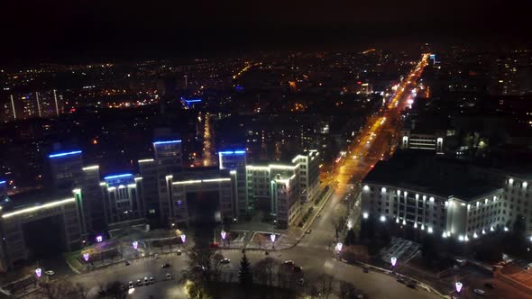 Freedom Square (Kharkiv) night lights of Derzhprom