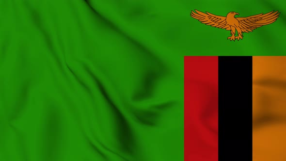 Zambia flag seamless closeup waving animation