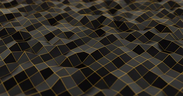 3D Gold And Black Abstract Background