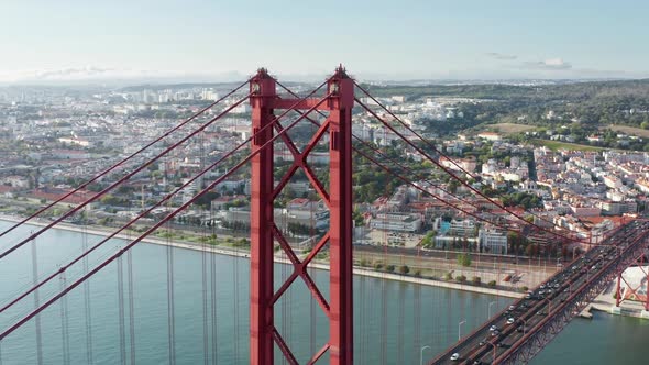 Iconic Portuguese Landmark with Car Lanes and Double Track Railway alt