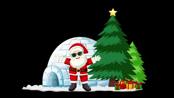 Santa and chritmas tree animation 4K