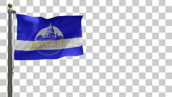 Boise City Flag (Idaho) on Flagpole with Alpha Channel - 4K alt