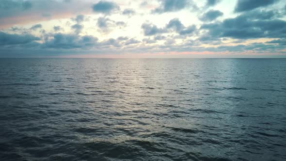  Colorful Beautiful Sunset on the Baltic Sea, Latvia, Saulkrasti. Aerial Dron 4K Video alt