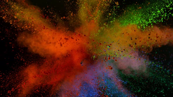 Color Powder Explosion in Super Slow Motion Isolated on Black Background alt