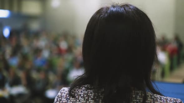 Brunette Woman in Jacket Ready for Haircut in Salon Closeup alt