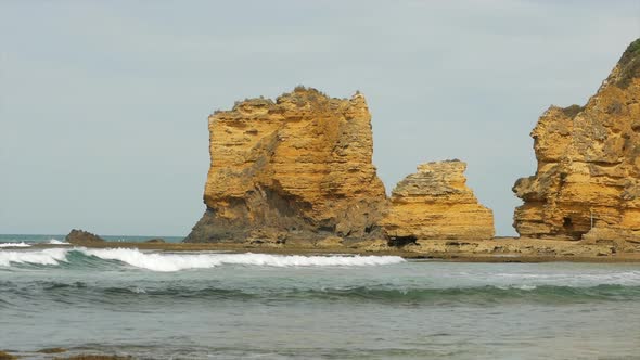 Limestone rock formation located at Aireys Inlet, Australia. STATIC SHOT. alt