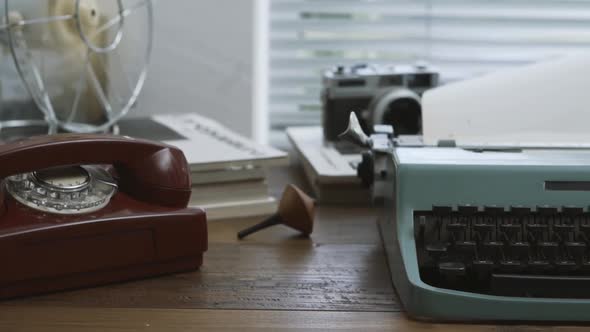 Retro writer desk with typewriter