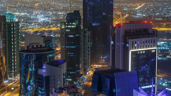The Skyline of the West Bay Area From Top in Doha Timelapse Qatar alt