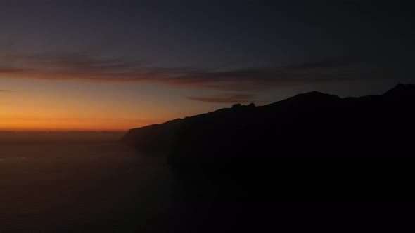 Beautiful Sunset on the Island of Tenerife Los Gigantes Rocks Atlantic Ocean