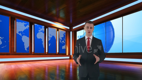 Virtual Broadcast Studio With World Map Video R46 alt