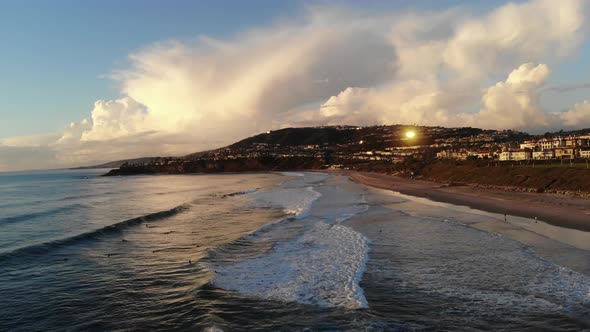 Waves Crashing Sunset Costal Aerial 4 K