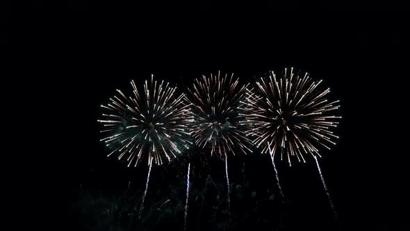 Fireworks Show in the Night Sky Isolated on Black Background alt