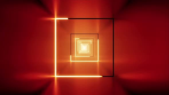 Glowing Red Light Stroke Square in the Metal Tunnel VJ Loop alt