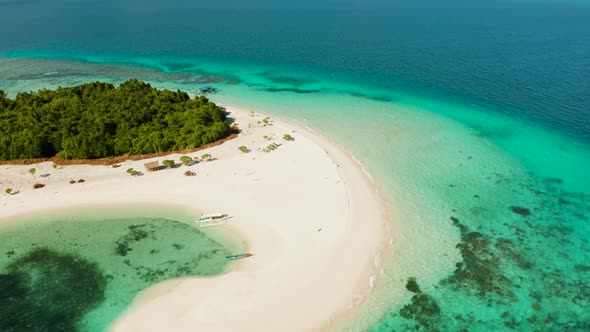 Tropical Island with Sandy Beach. Balabac, Palawan, Philippines. alt