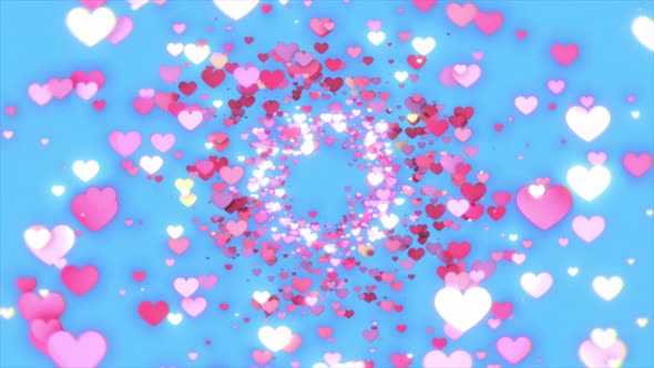 Seamless Loop Hearts Tunnel Background