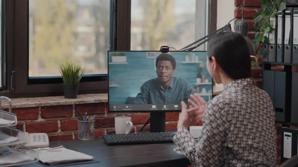 Handheld Shot of Woman Talking to Man on Video Call alt
