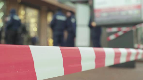 Barrier Warning Police Tape at the Crime Scene. Kyiv. Ukraine alt