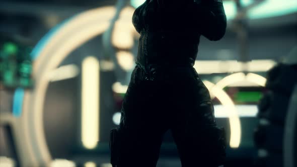 Futuristic Woman in Sci Fi Laboratory alt