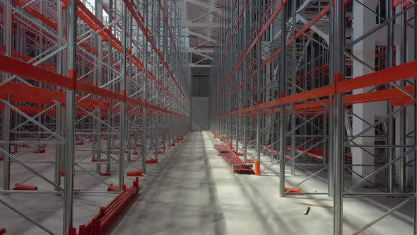 Drone is Flying Through the Storage Facility Under Construction alt