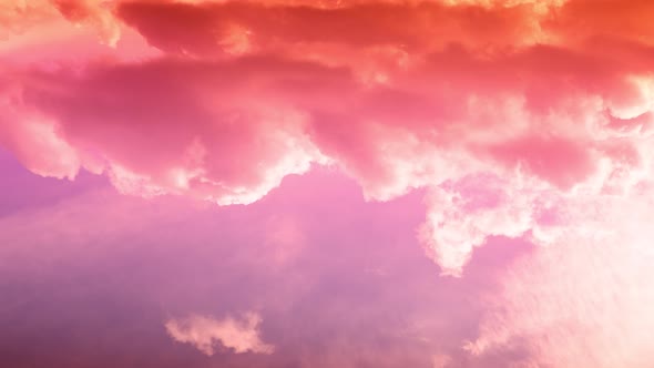 Time Lapse Vivid Light Cloudy Pink and Blue Sky with Fluffy Clouds alt