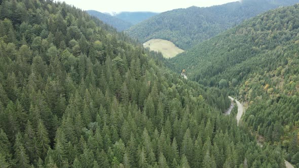 Aerial View of the Carpathian Mountains in Autumn. Ukraine alt