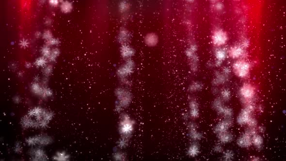 Christmas Light Snowflakes Falling Background 