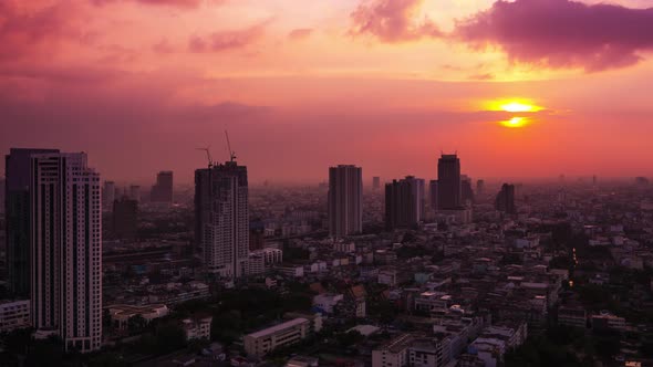 Bangkok landscape, evening sunset.