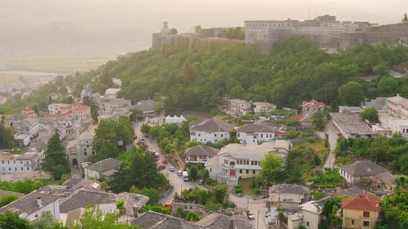 Gjirokastra Cityscape at Sunrise in Southern Albania alt
