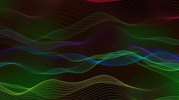 Amazing Colorful Digital Particle Line Wave Motion Animated Background alt
