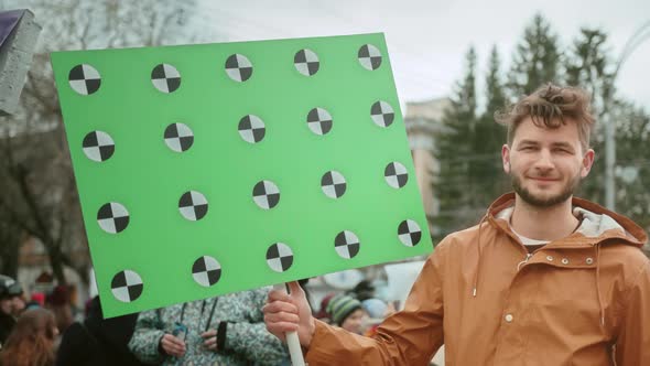 A Cheerful Man Is Smiling and Looking at the Camera. Happy People. Blank Banner. alt